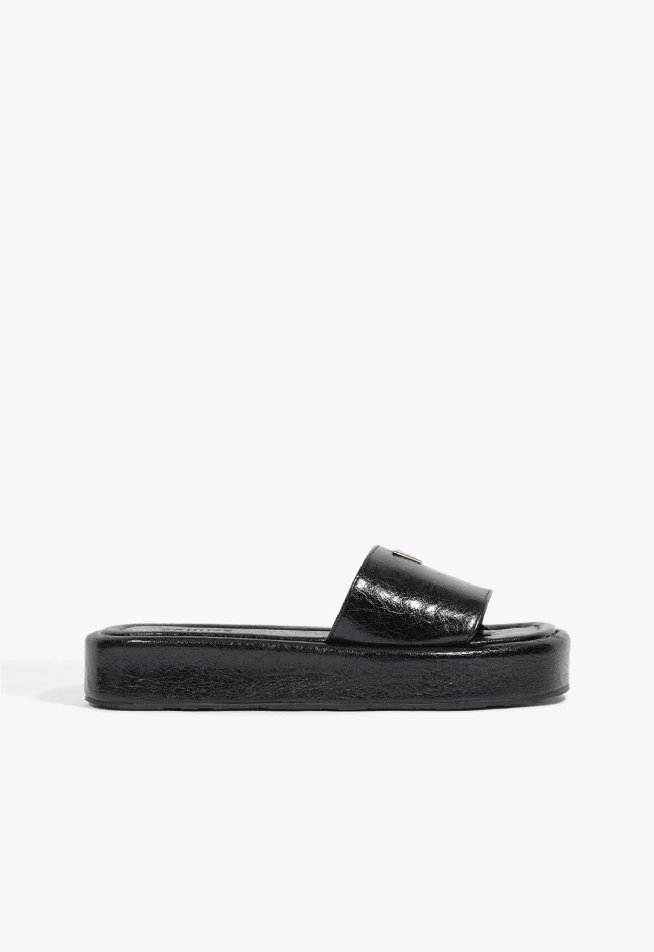 Papete Flatform Couro Preto