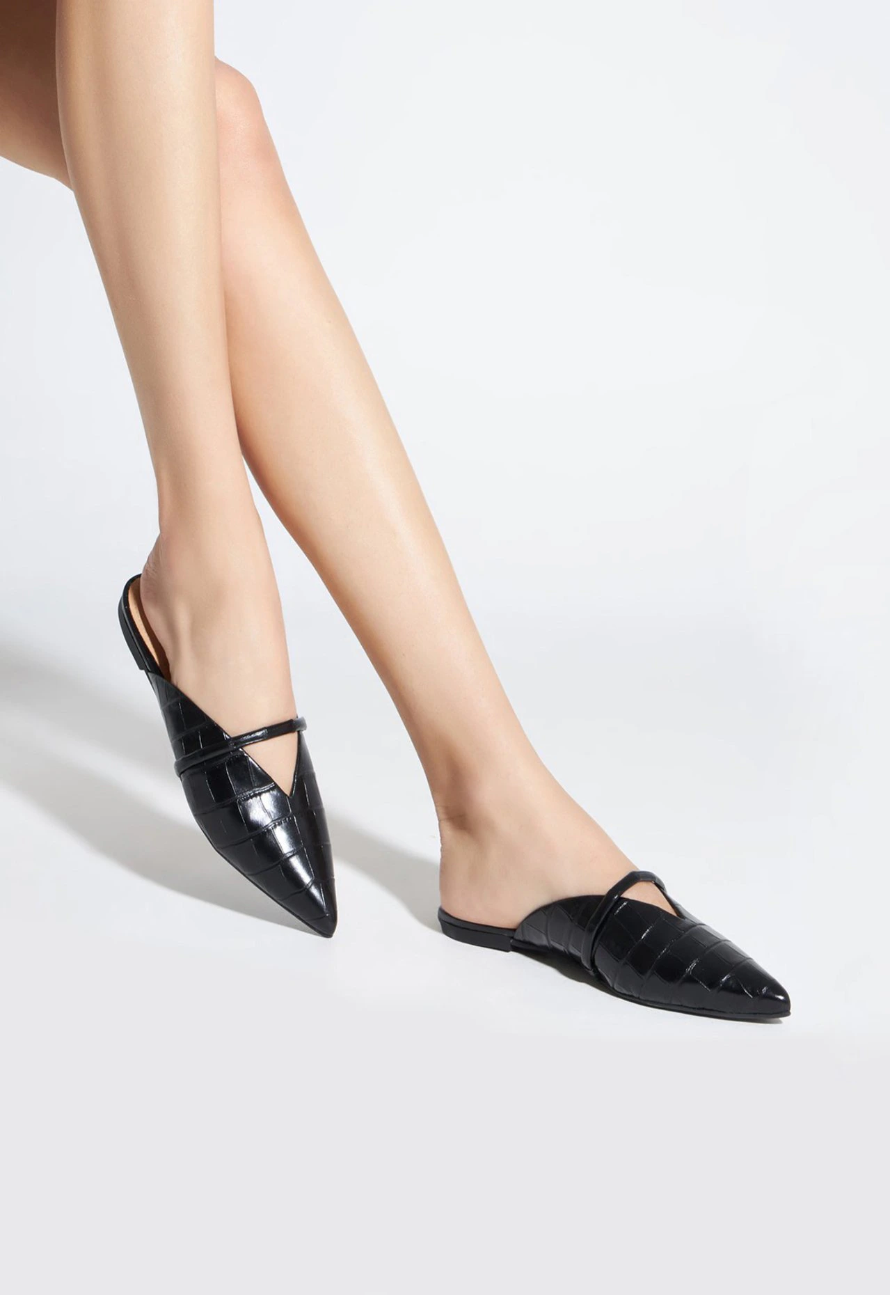 Mule Rasteiro Anuva Croco Preto