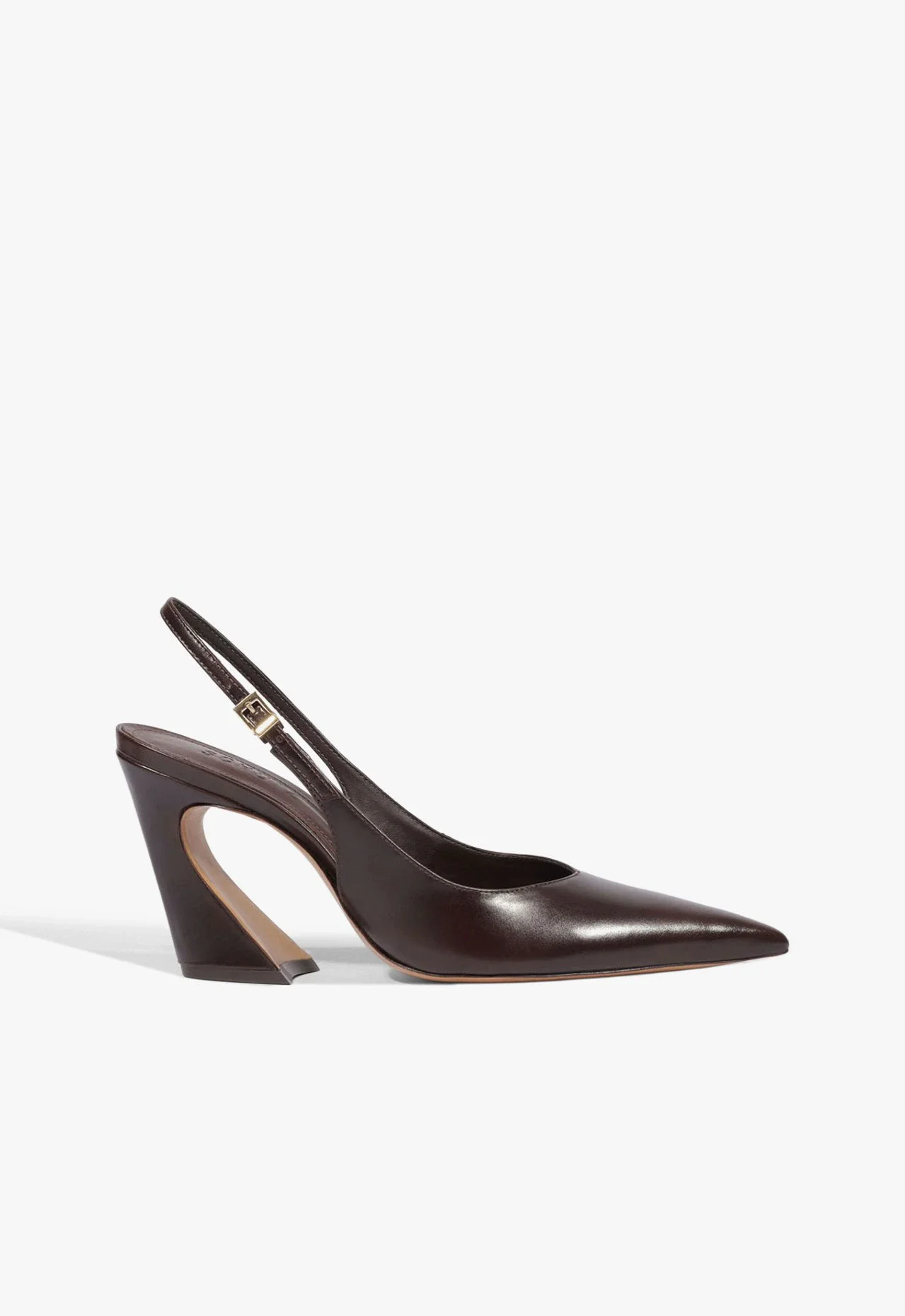 Scarpin Lexi Block Sling Salto Médio Couro Marrom