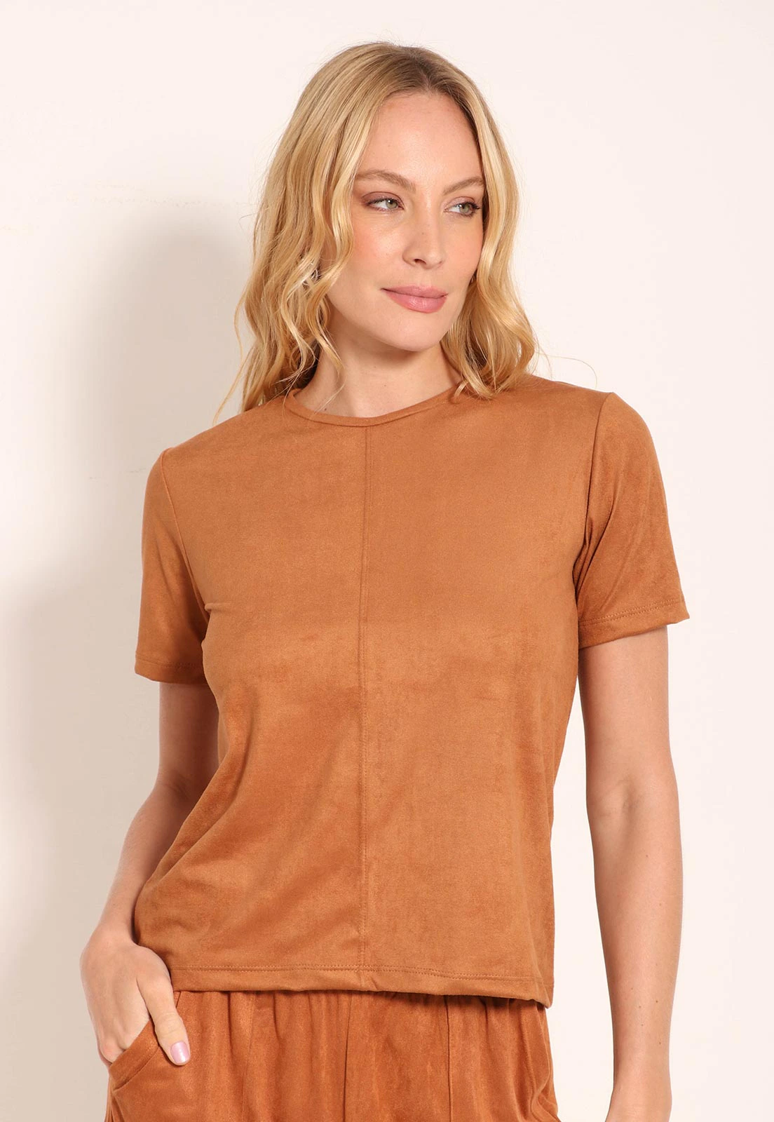 Camiseta Suede Feminina Casual