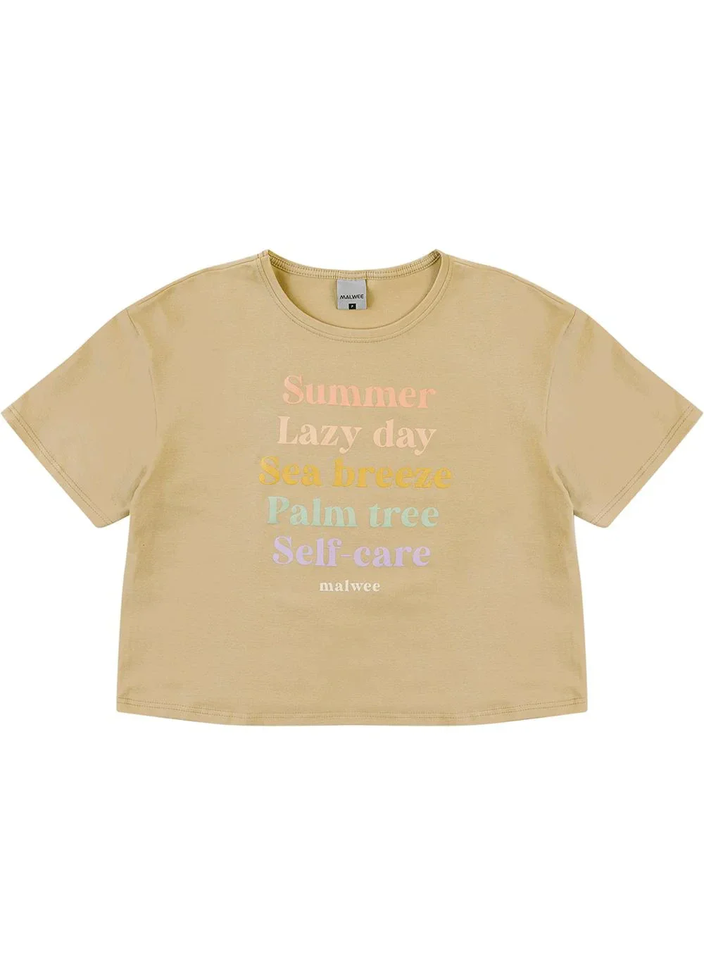 Malwee - Camiseta Cropped Summer Self-Care Cáqui