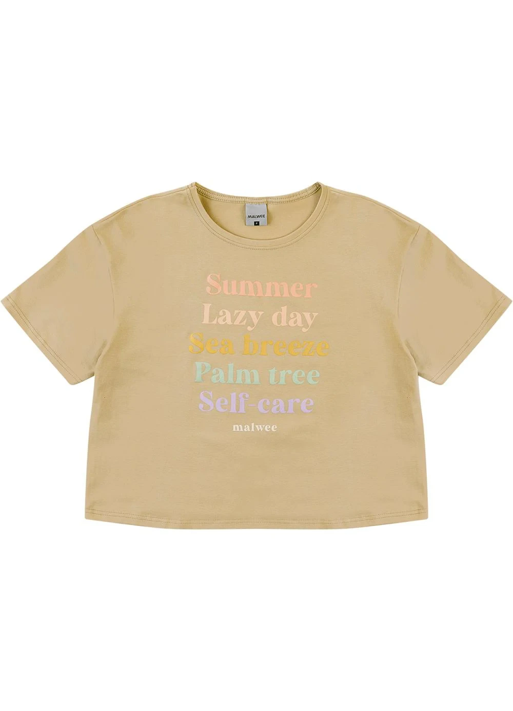 Malwee - Camiseta Cropped Summer Self-Care Cáqui