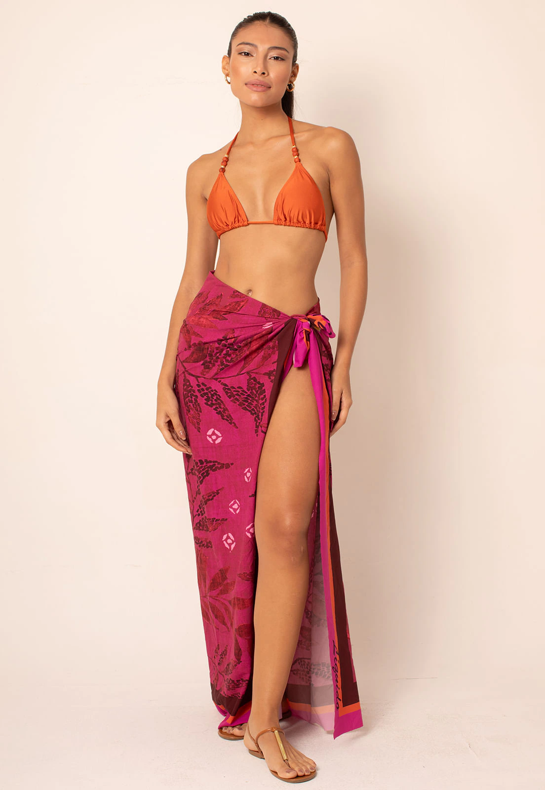 Saída de Praia Canga Versátil - Nature Print Pink