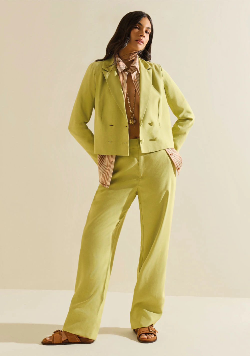 Calça Morena Rosa Reta Alta Verde