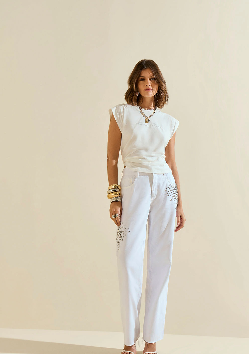 Calça Morena Rosa Reta Média Branco