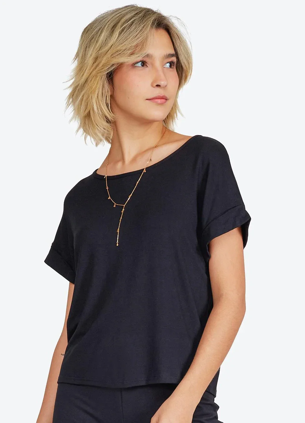 Basicamente - Blusa Manga Japonesa Feminina Mescla Escuro