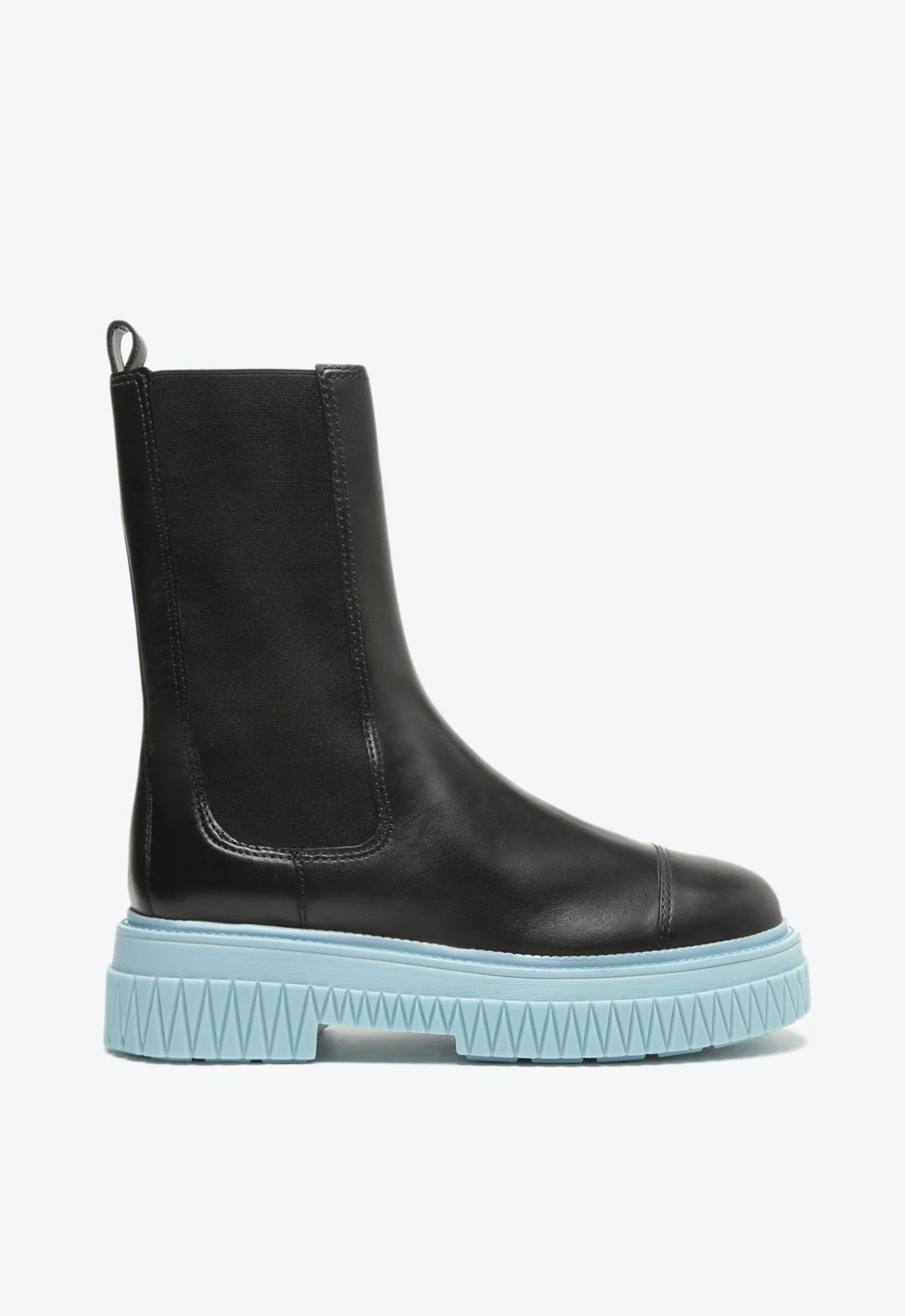 Bota Chelsea Cano M dio Lincoln Couro Preta e Azul