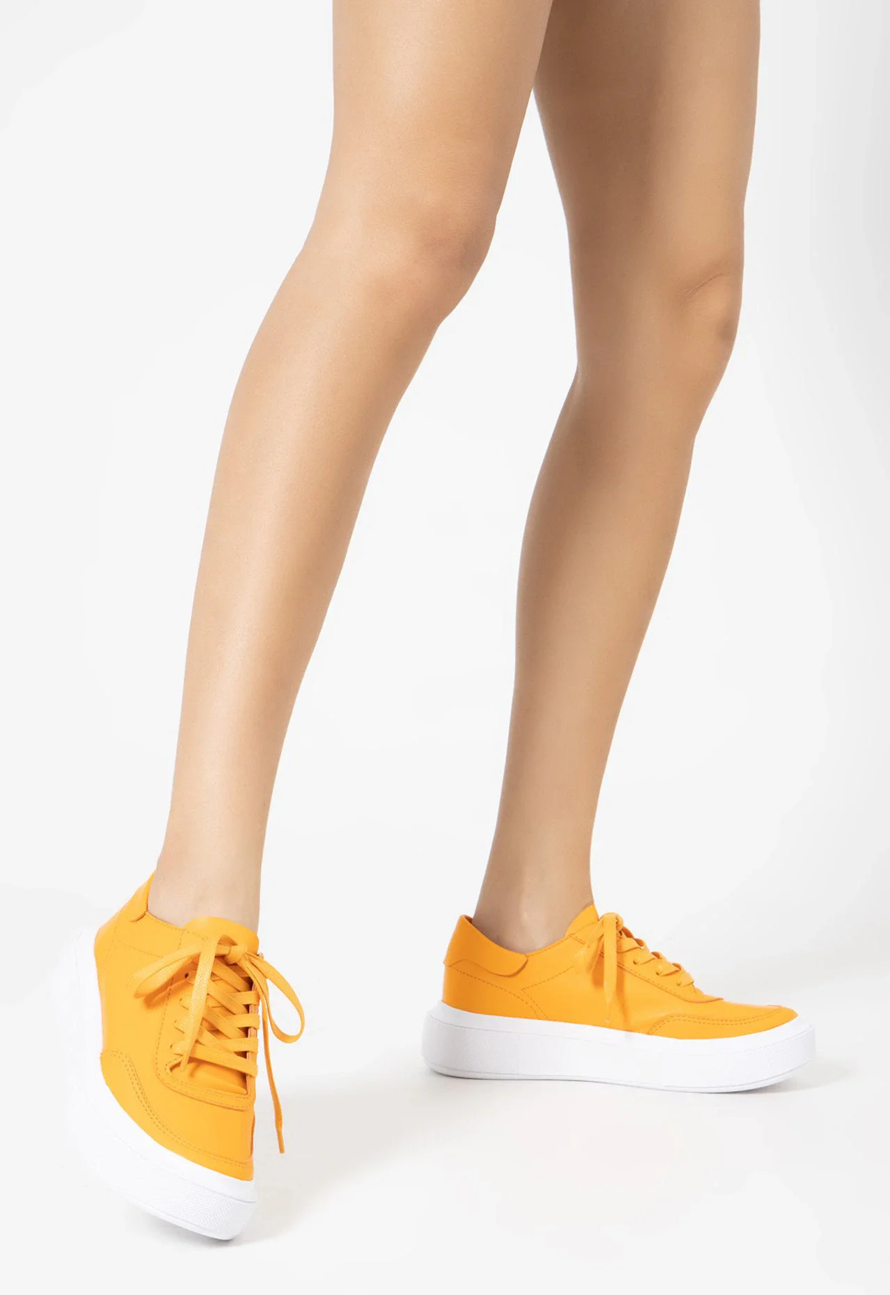 Tênis Flatform Couro Laranja