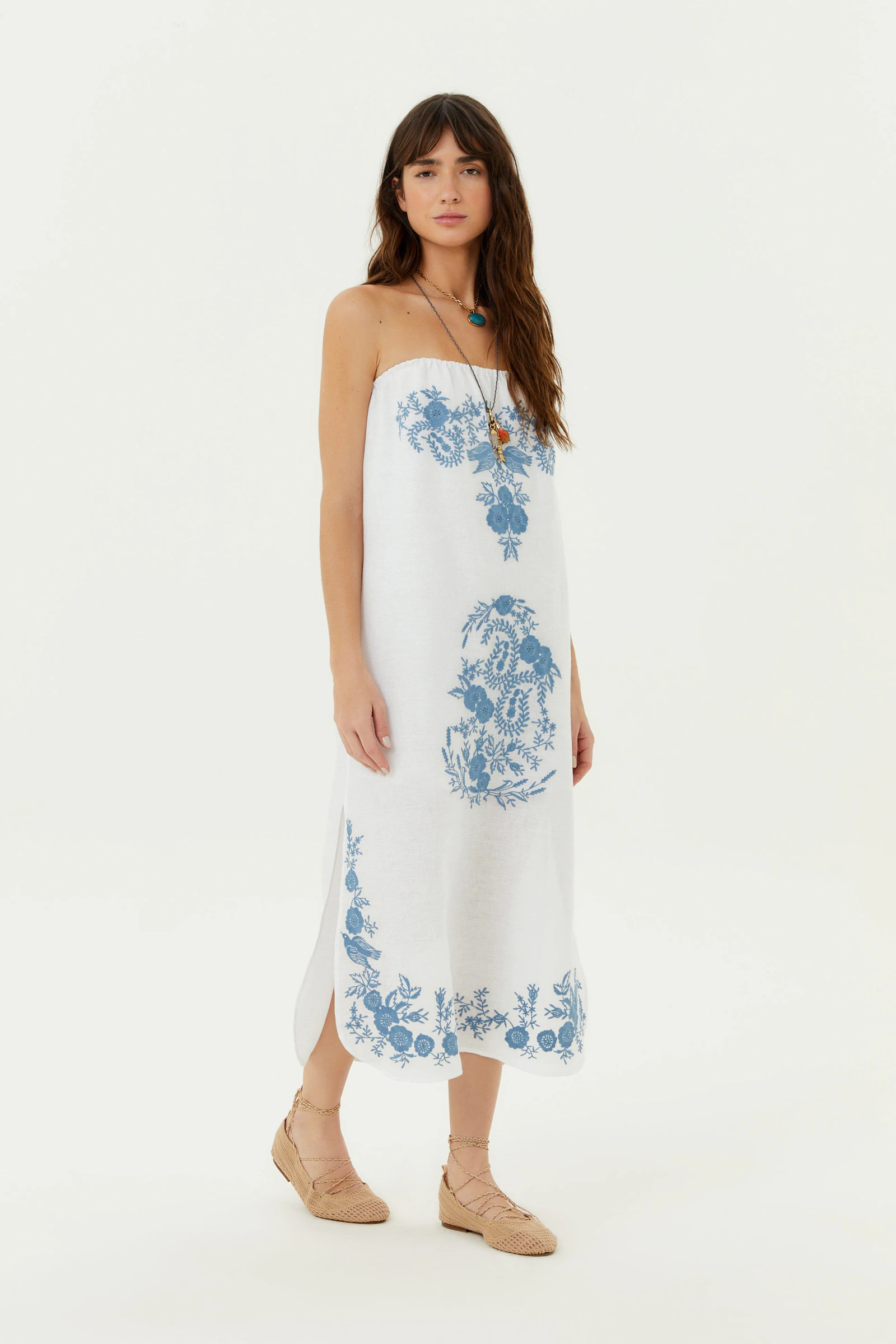 Vestido Sem Alça Bordado Birdy