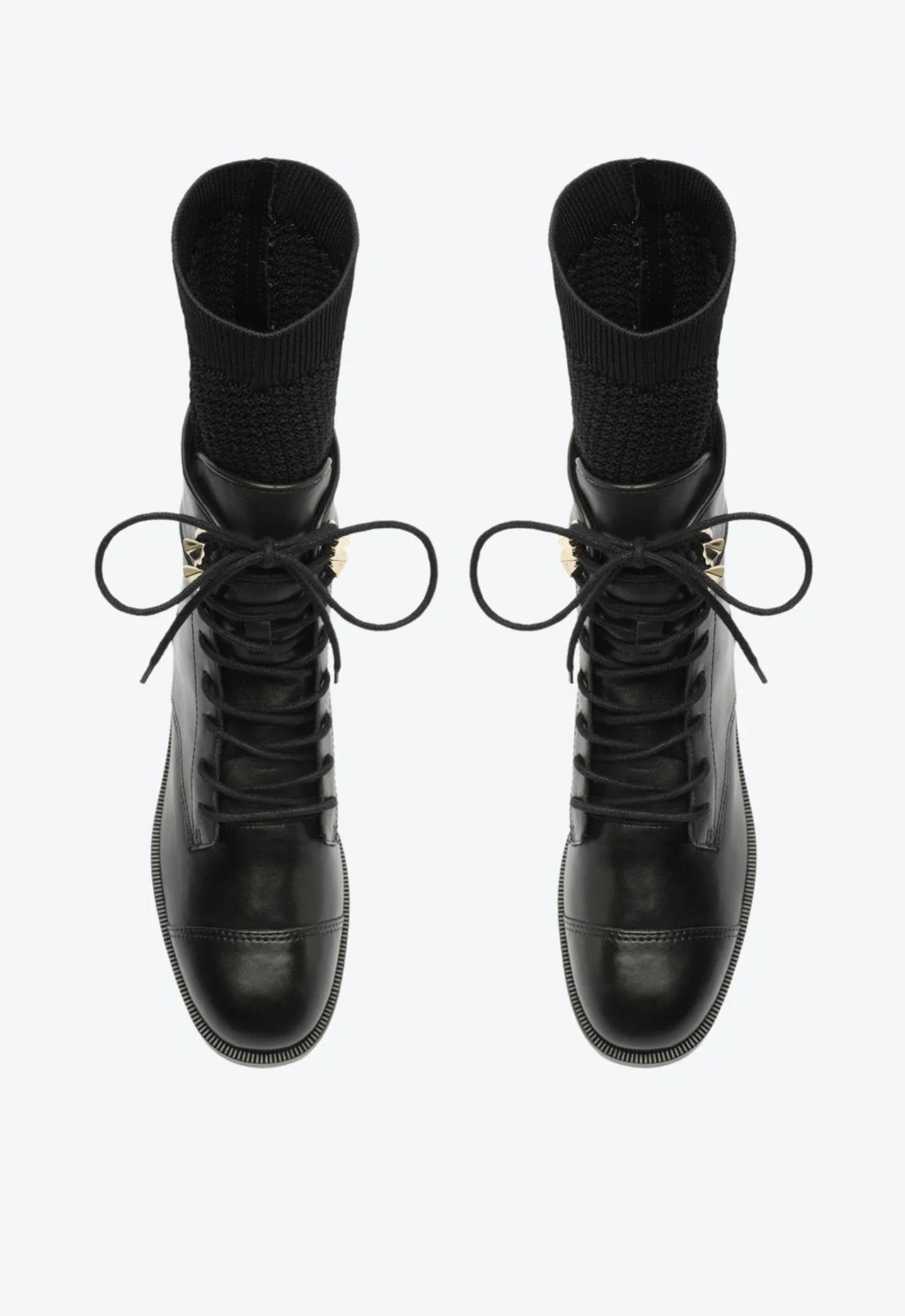Bota Coturno Couro Preto