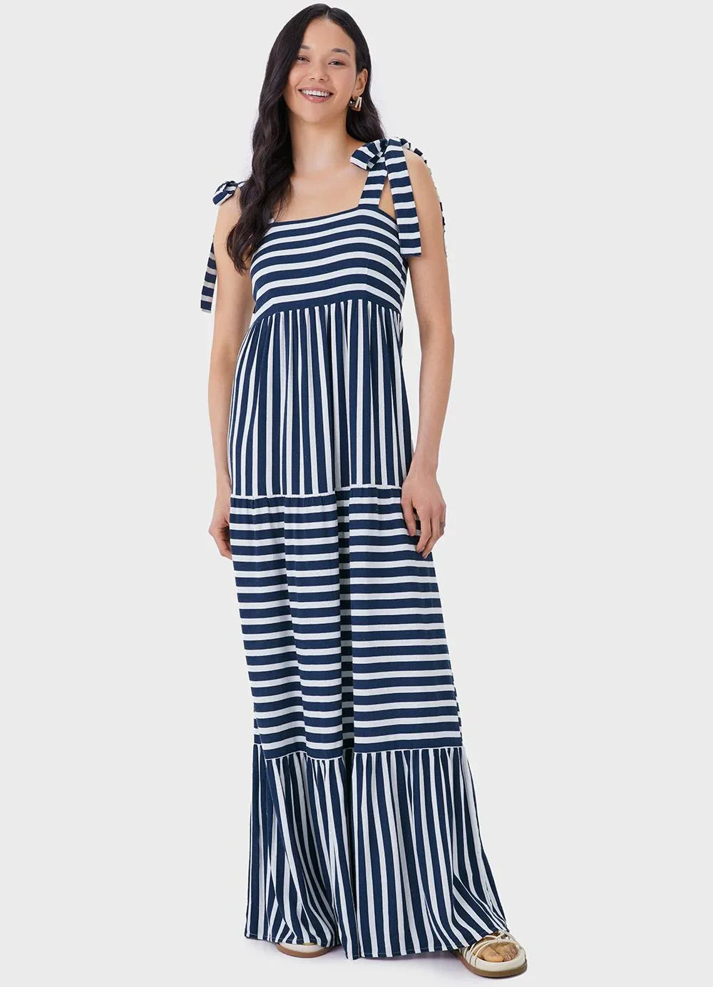 Malwee - Vestido Longo Marias Navy Azul Marinho