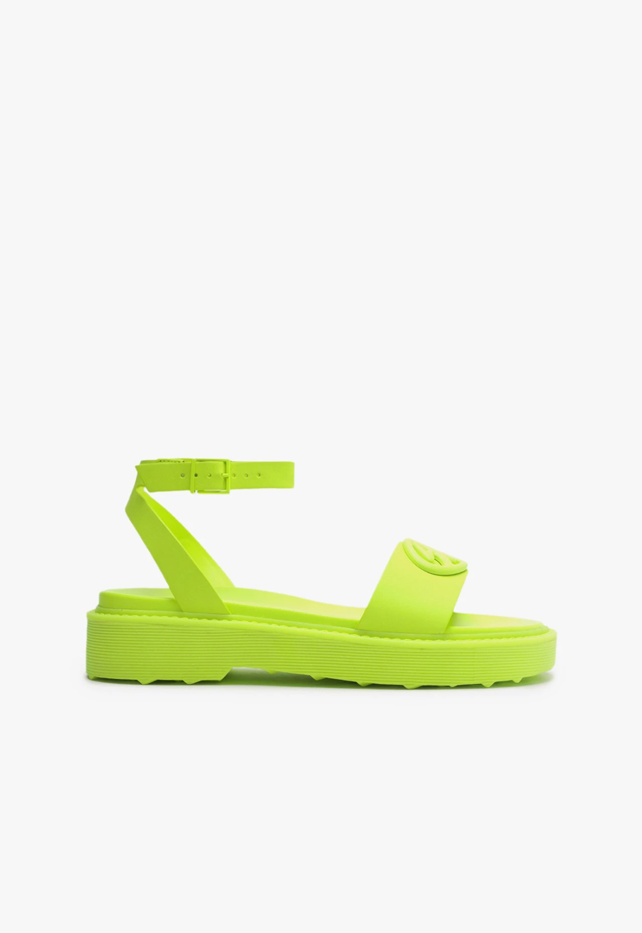 Papete Flatform Couro Verde Limão