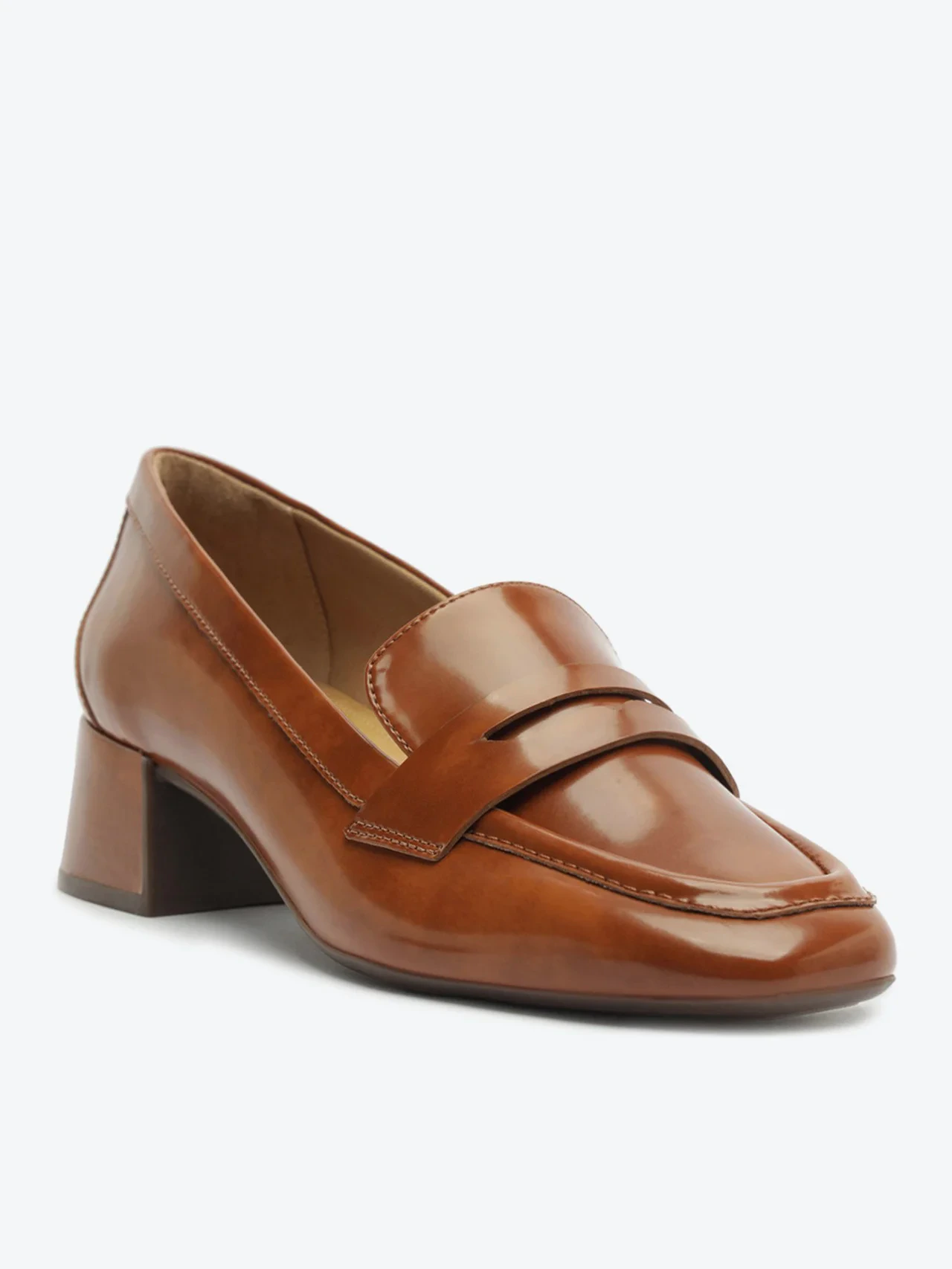 Mocassim Salto Bloco Loafer Pala Marrom