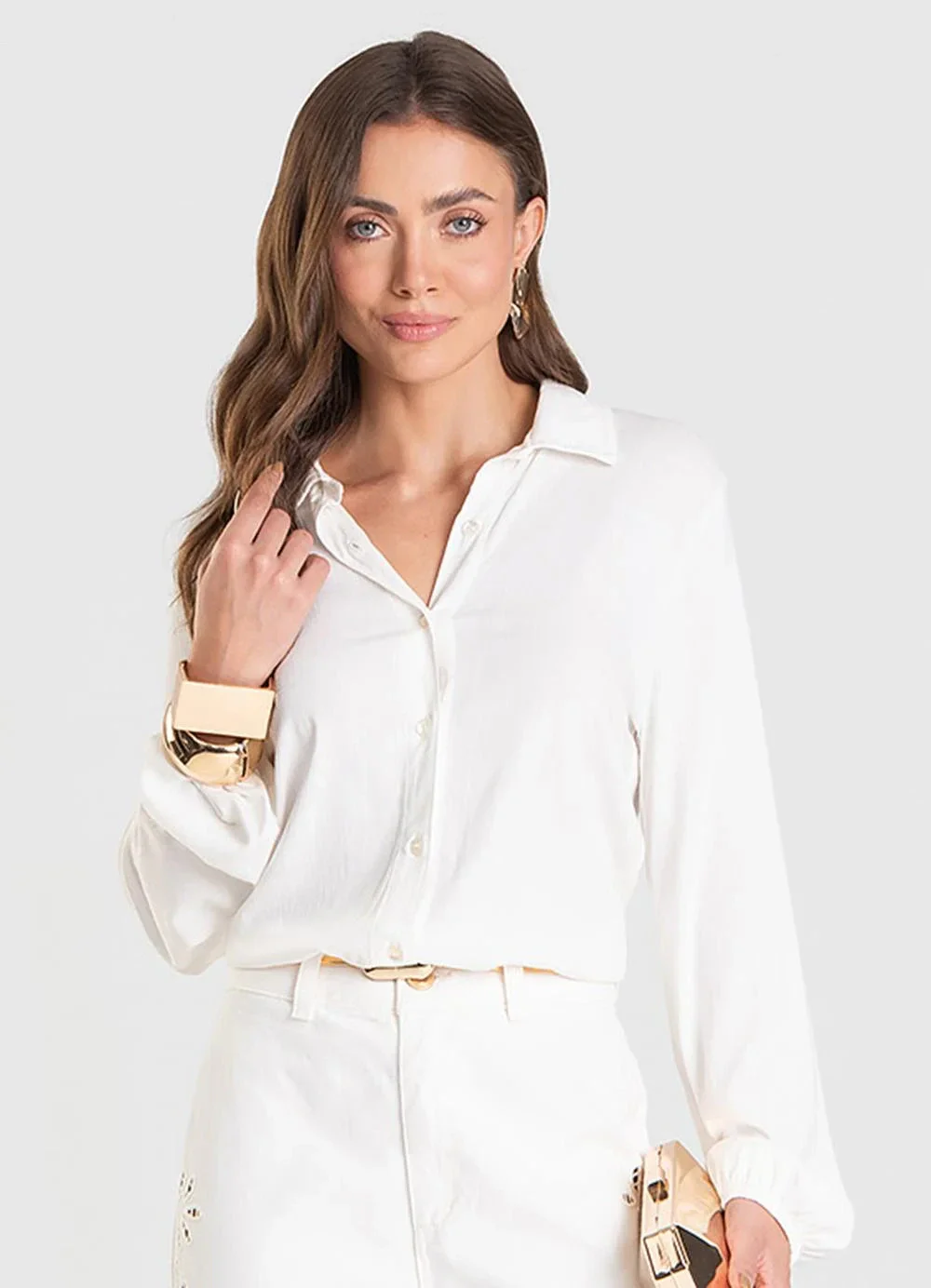 Dianna - Camisa Feminina de Tecido Bege