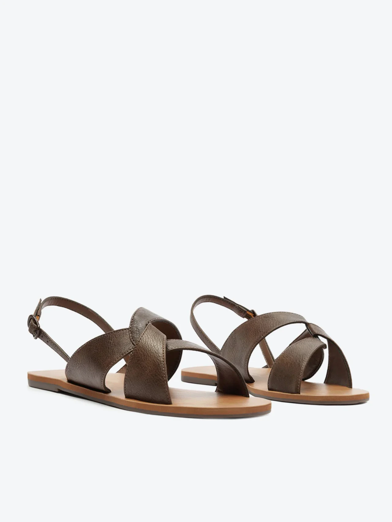 Sandália Rasteira Slingback Boho Marrom Coffee