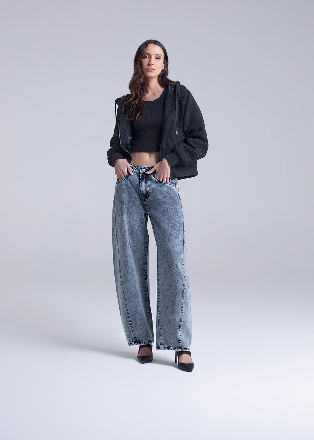 Calça Jeans Sawary Barrel - 281842 PRETO