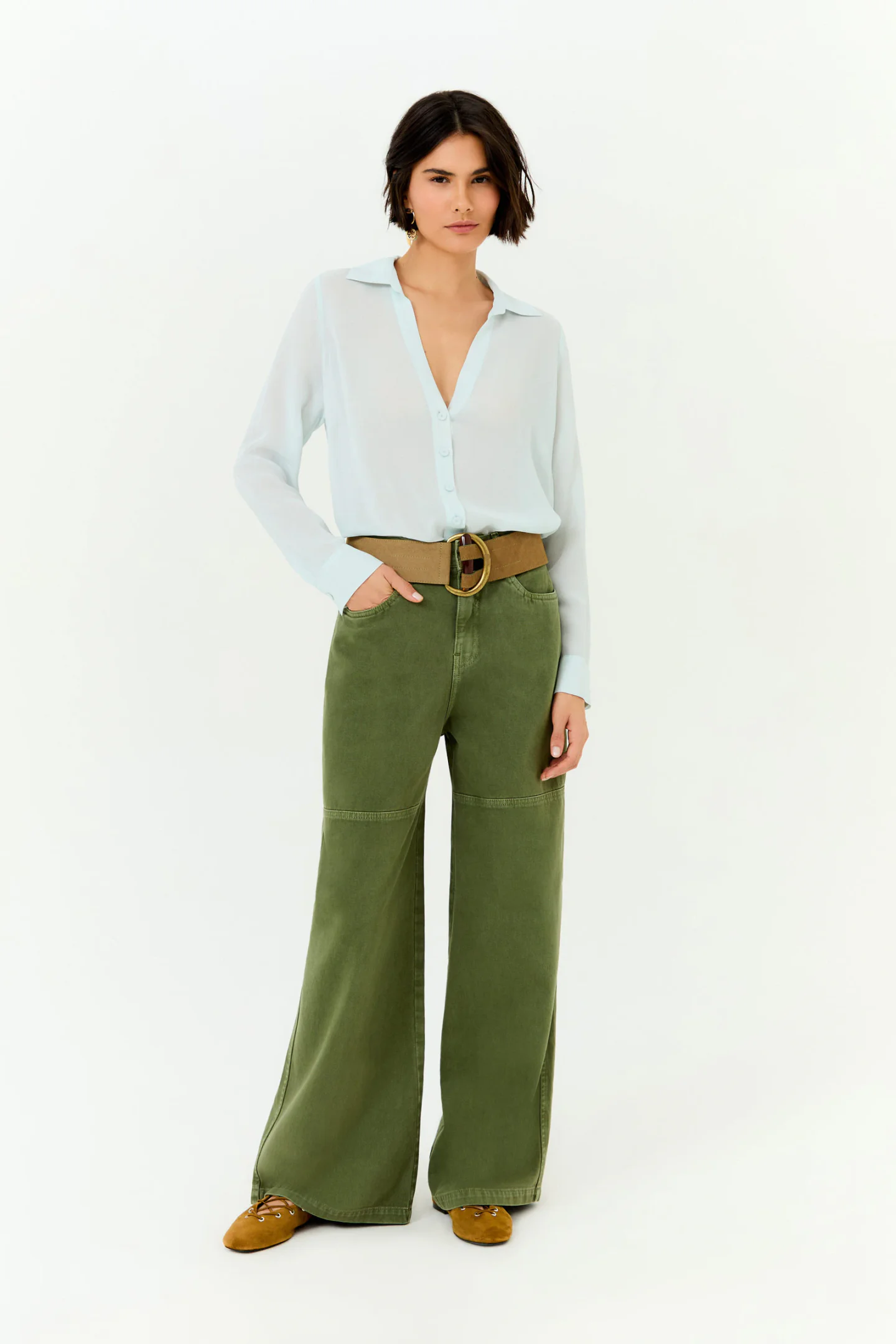 Calça Sarja Pantalona Estonada Recort