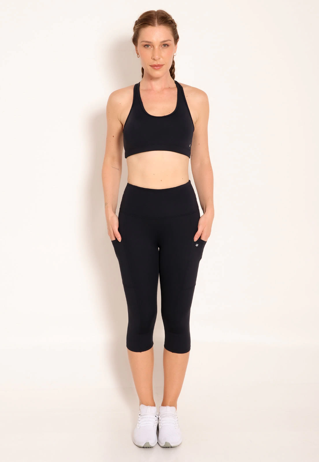 Calça Fitness Corsário Compress com Bolsos Laterais