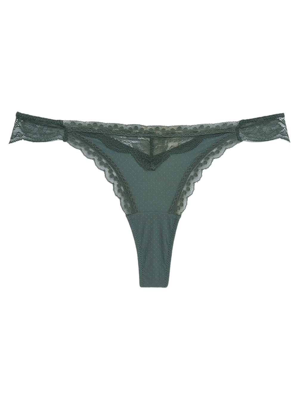 Calcinha Fio Biquíni Renda Eloise Verde Laurel Wreath