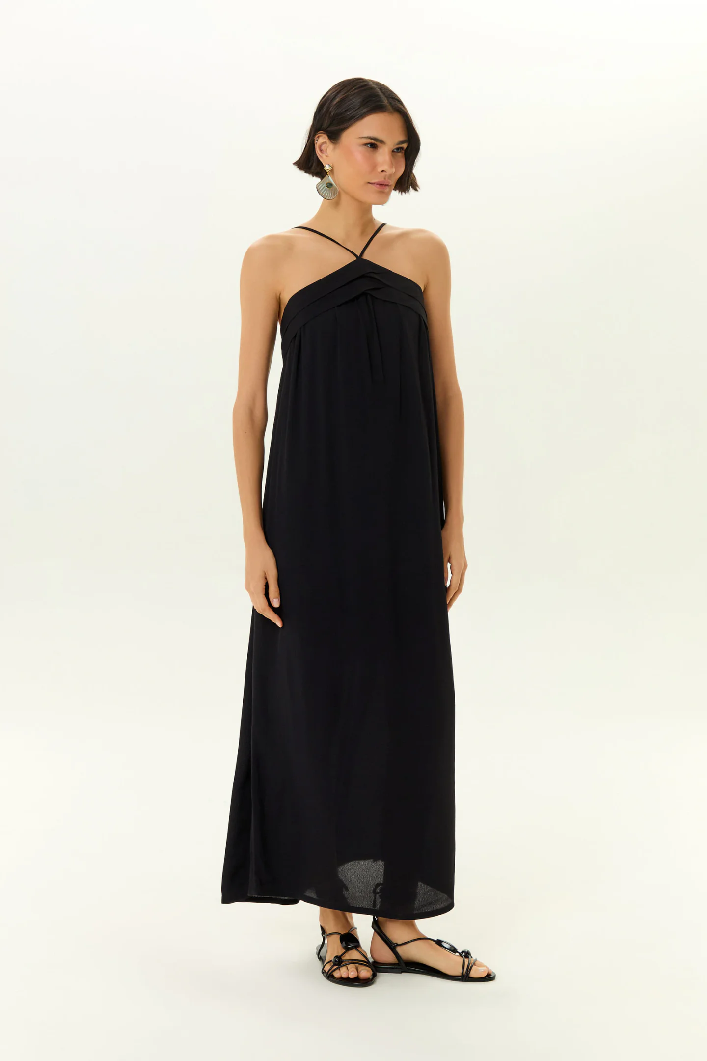 Vestido Midi Alcinha Frisos