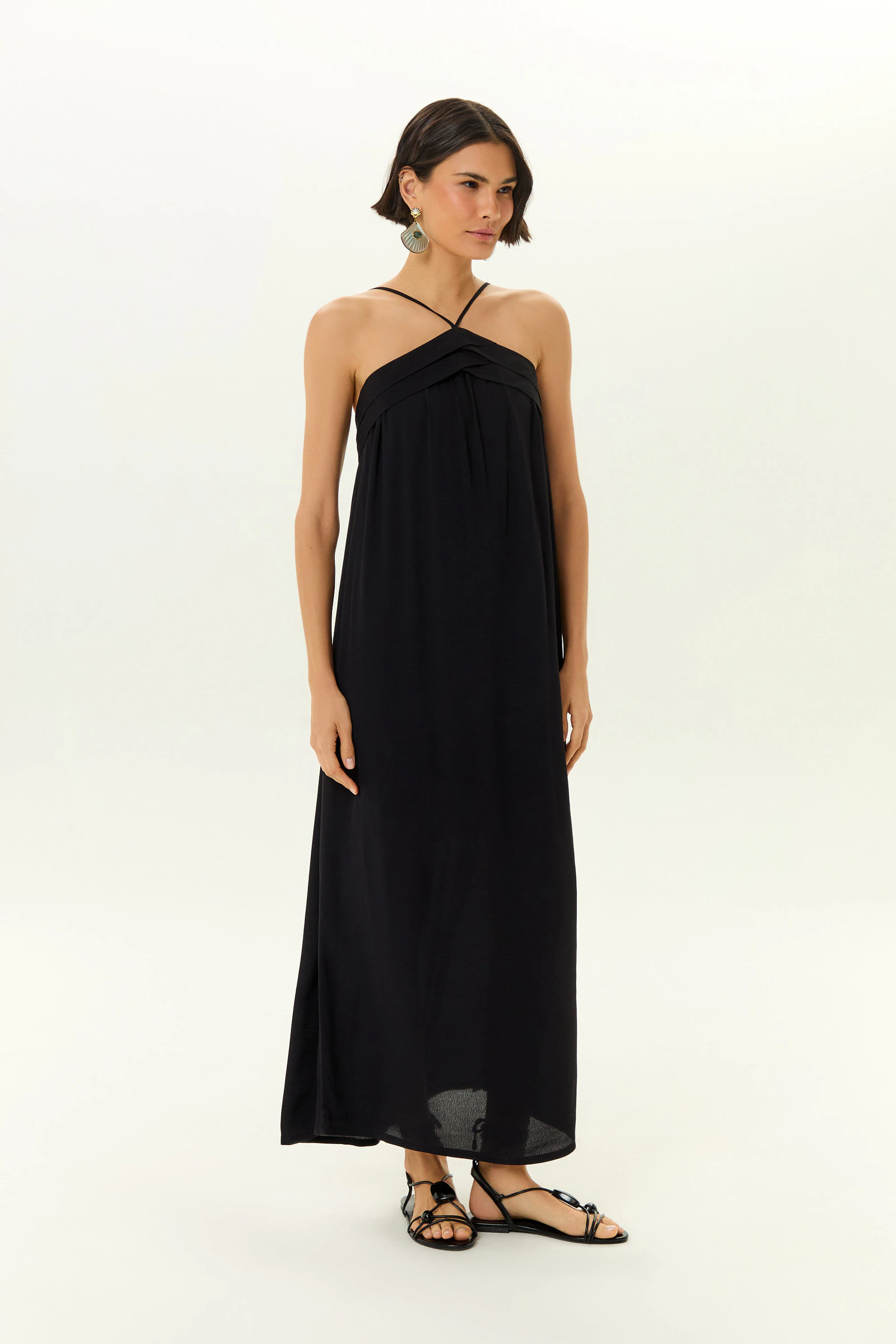 Vestido Midi Alcinha Frisos