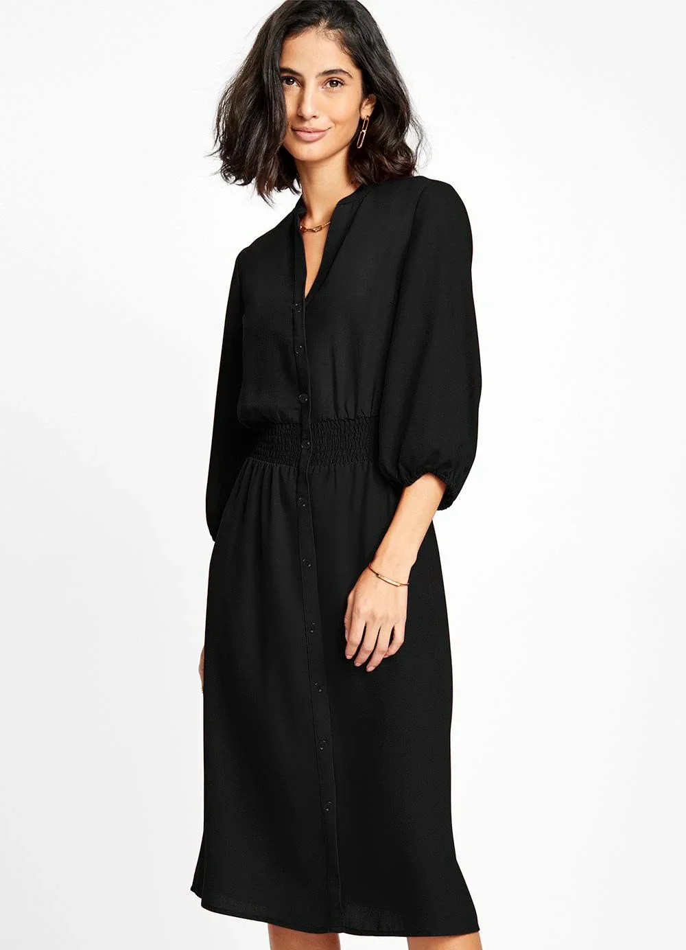 bonprix - Vestido Preto em Viscose Plana