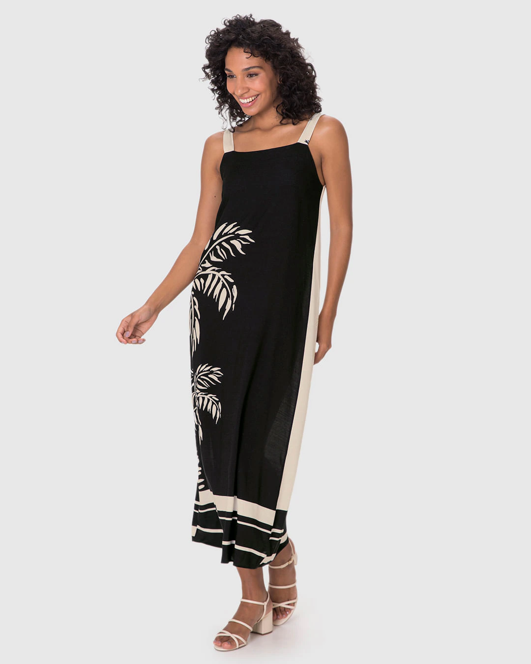Vestido Midi Feminino Estampado Duas Formas De Uso Em Viscose