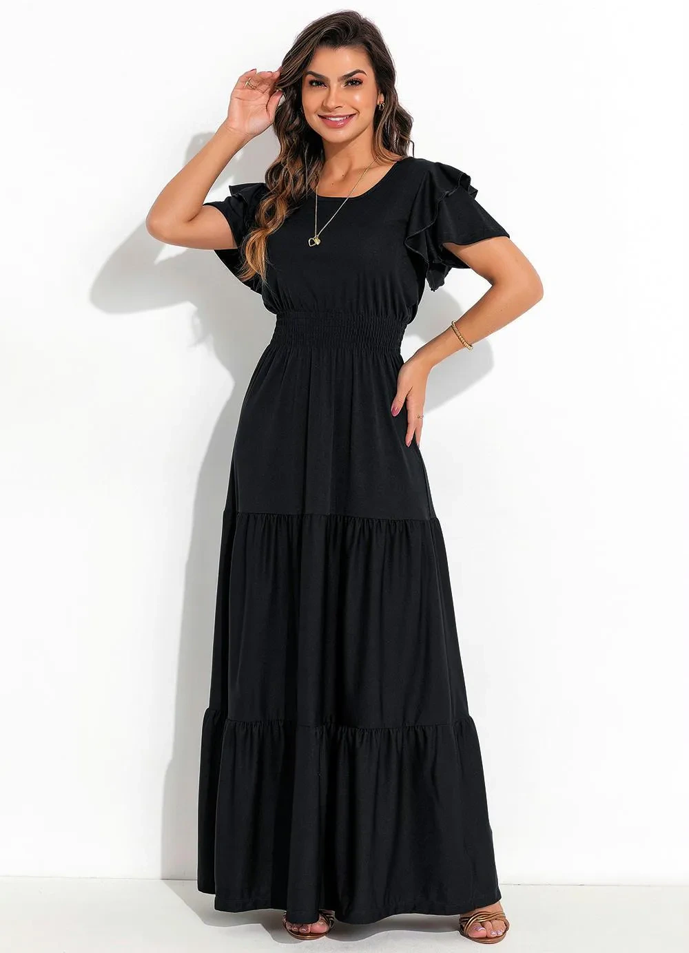 Rosalie - Vestido com Babado Preto