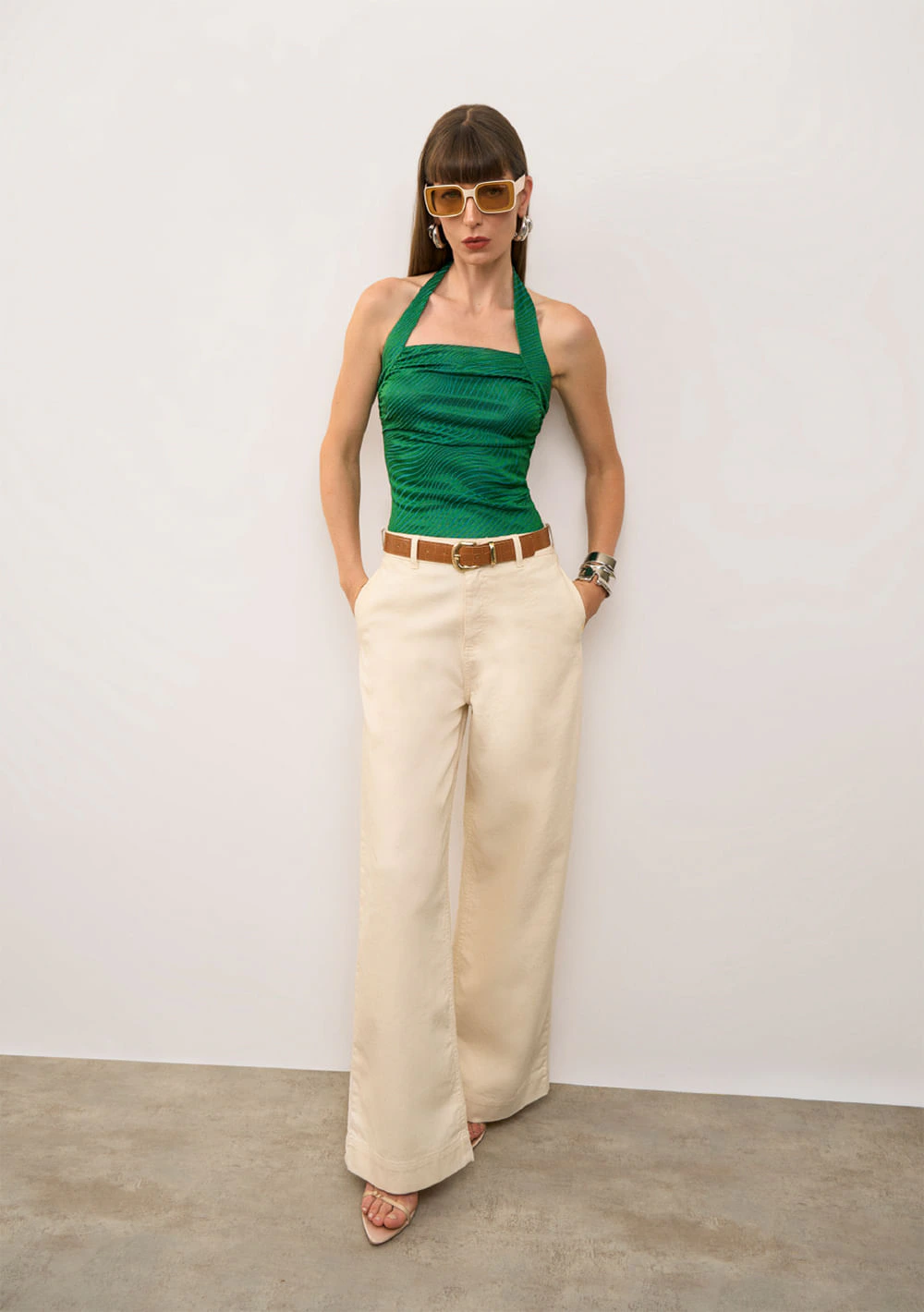 Calça Iódice Pantalona Alta Off White