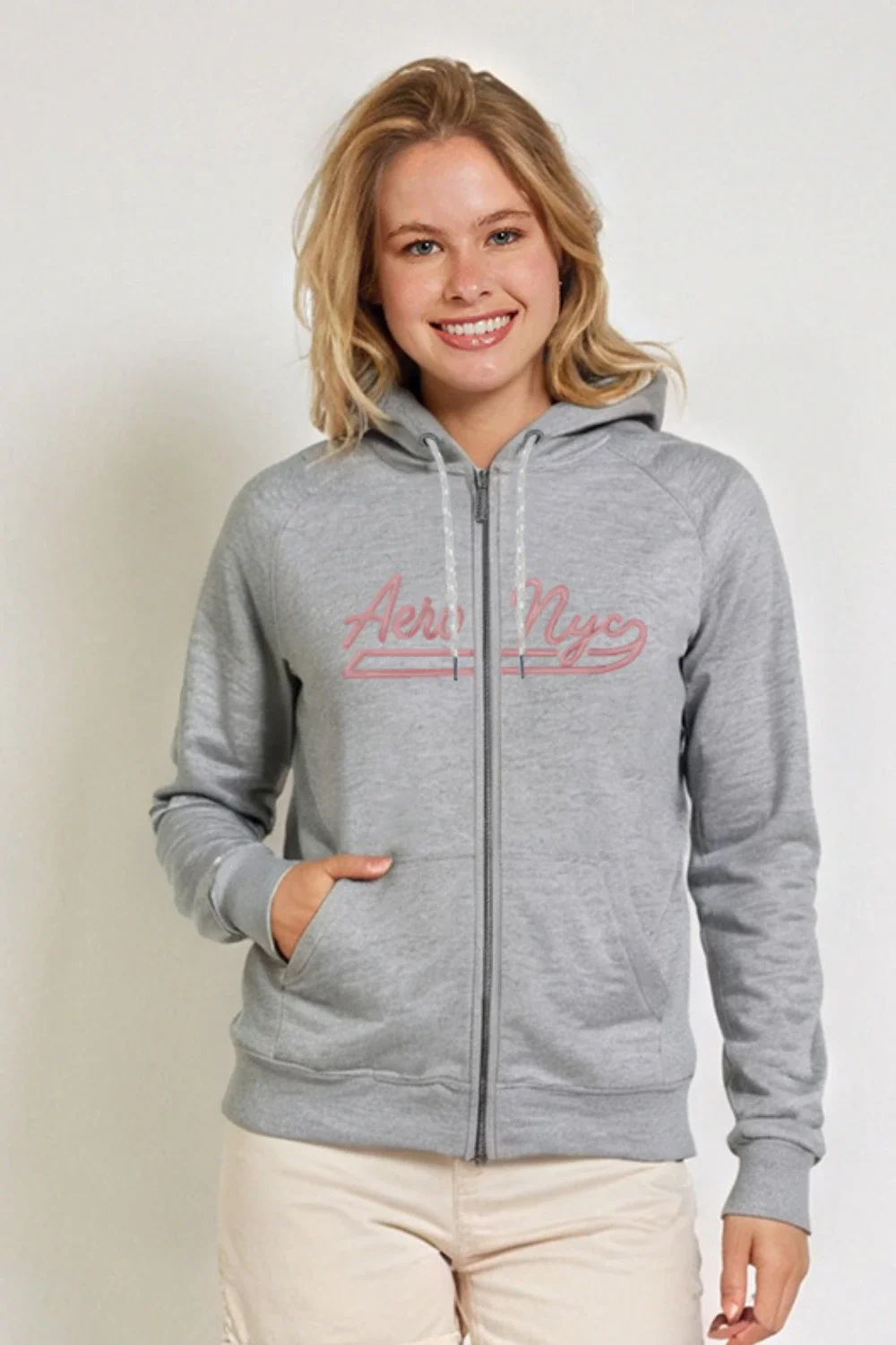 Moletom Aberto Aeropostale Feminino - Mescla Medio