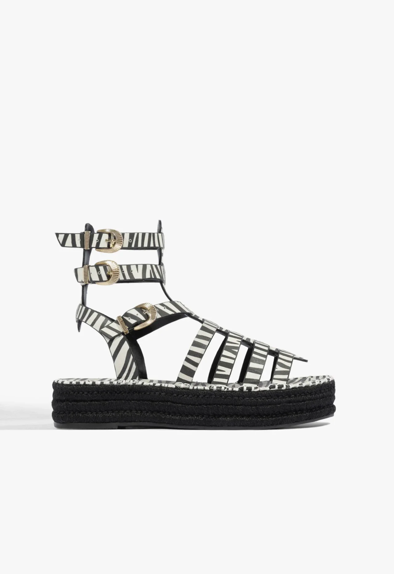 Papete Baixa Corda Gladiadora Couro Zebra