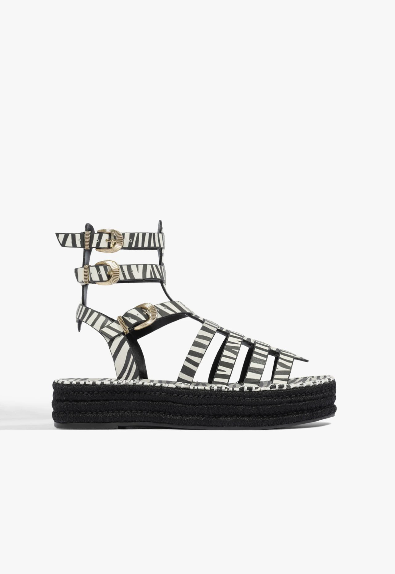 Papete Baixa Corda Gladiadora Couro Zebra