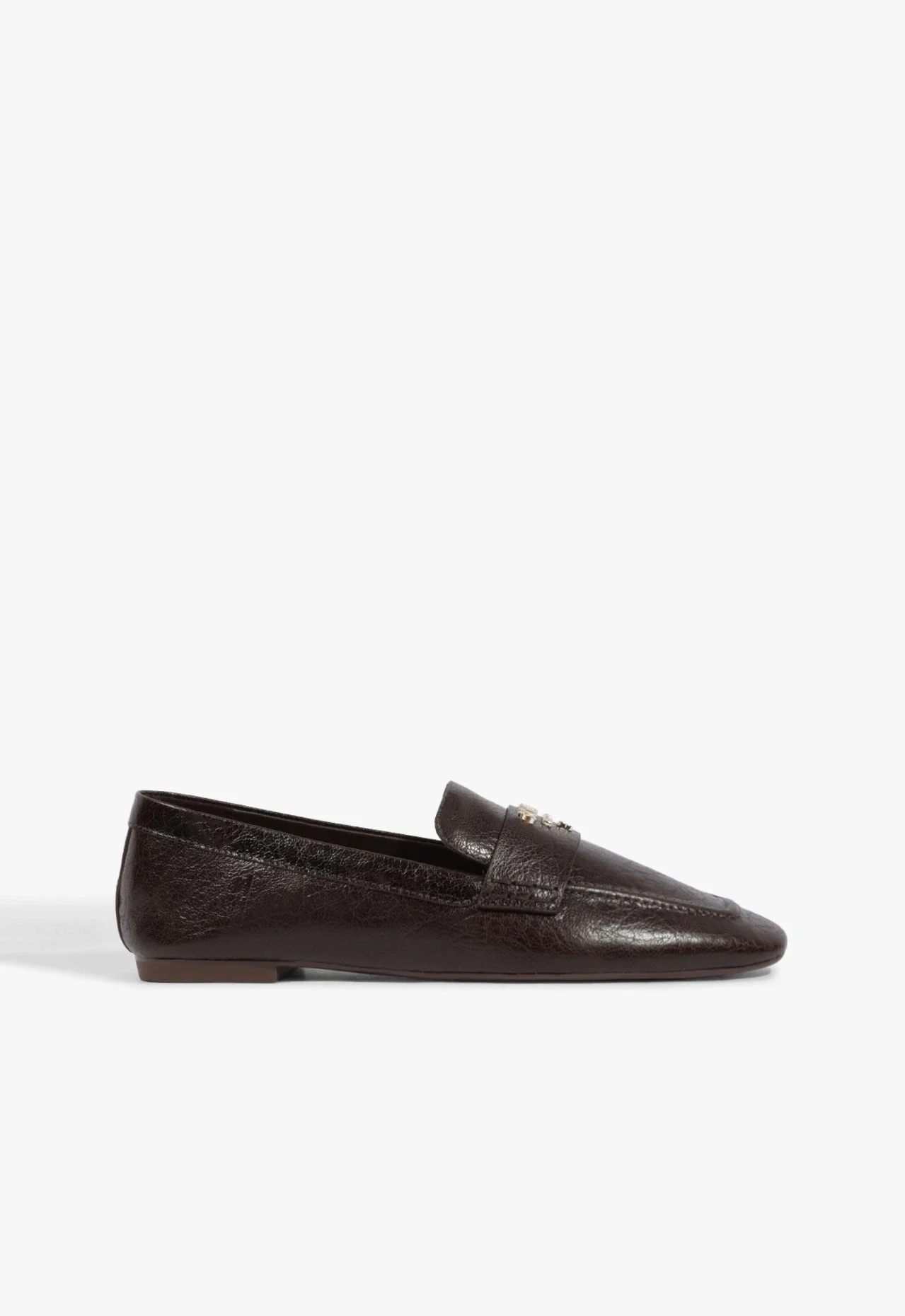 Mocassim Bico Quadrado Couro Marrom