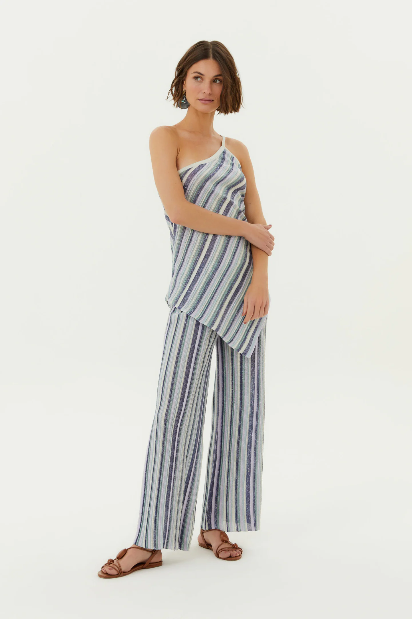 Calça Tricot Listras Lurex