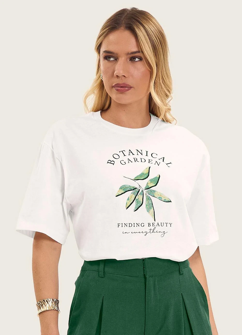 Endless - Camiseta Feminino Manga Curta Meia Malha Bege