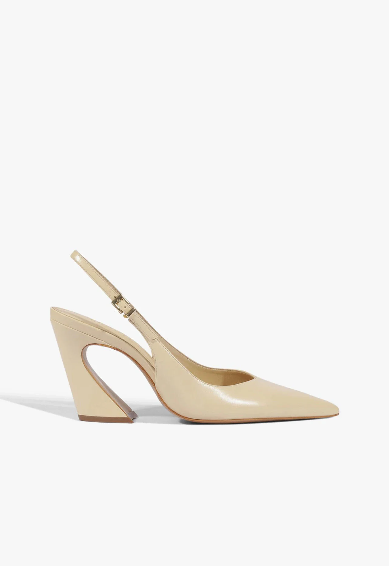 Scarpin Lexi Block Sling Salto Médio Couro Nude