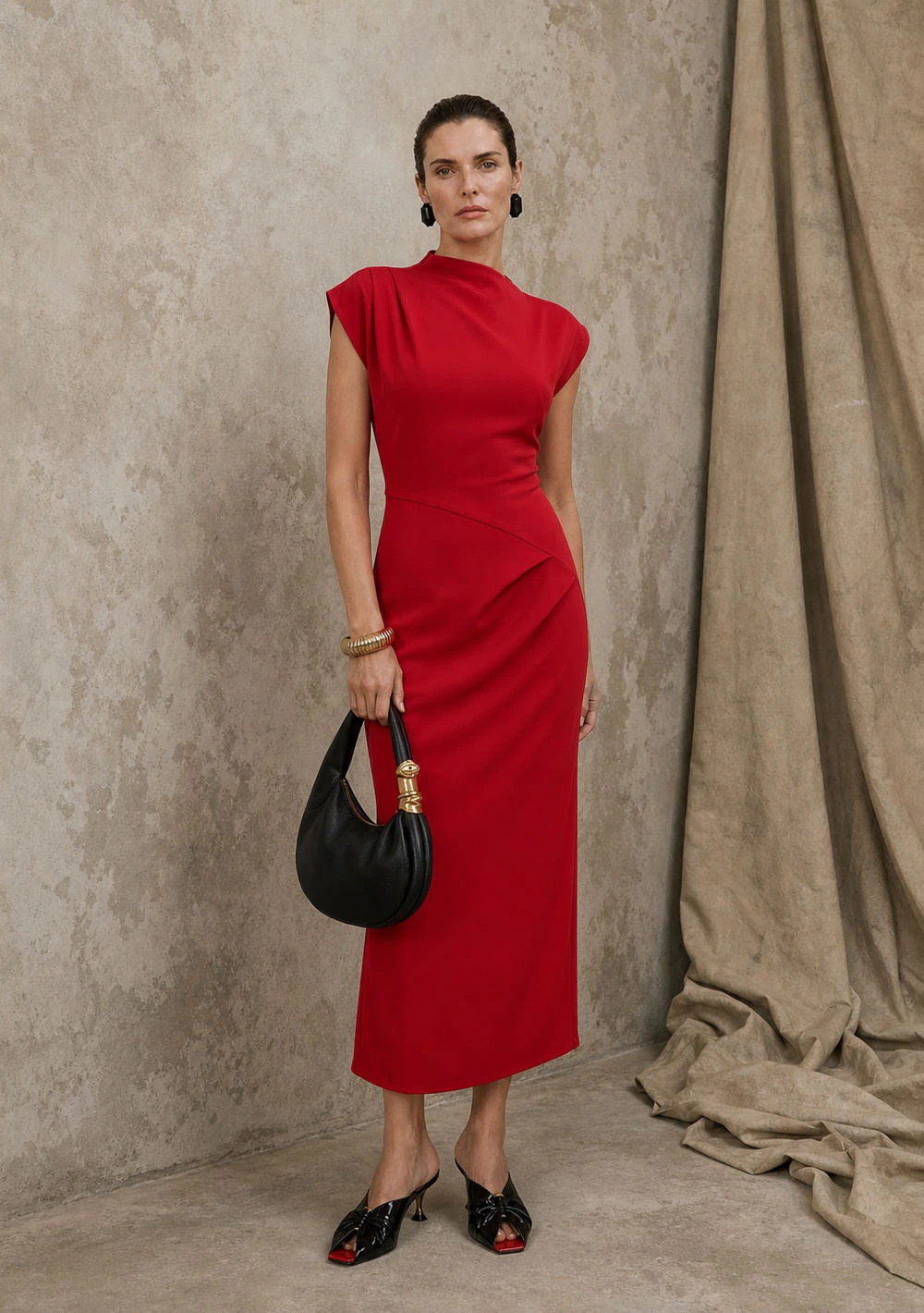 Vestido Gola Alta Colours Vermelho
