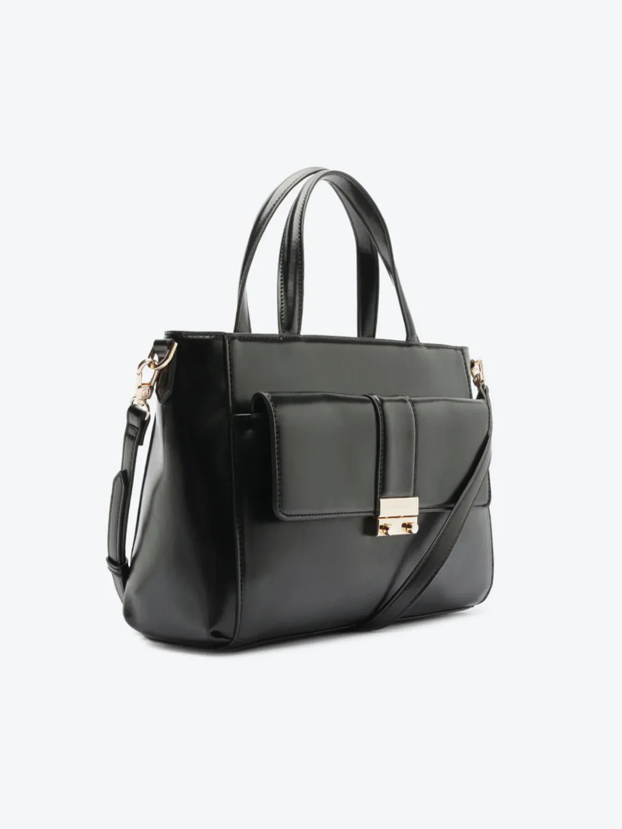 Bolsa Tote Bolso Fechamento Metal Preta