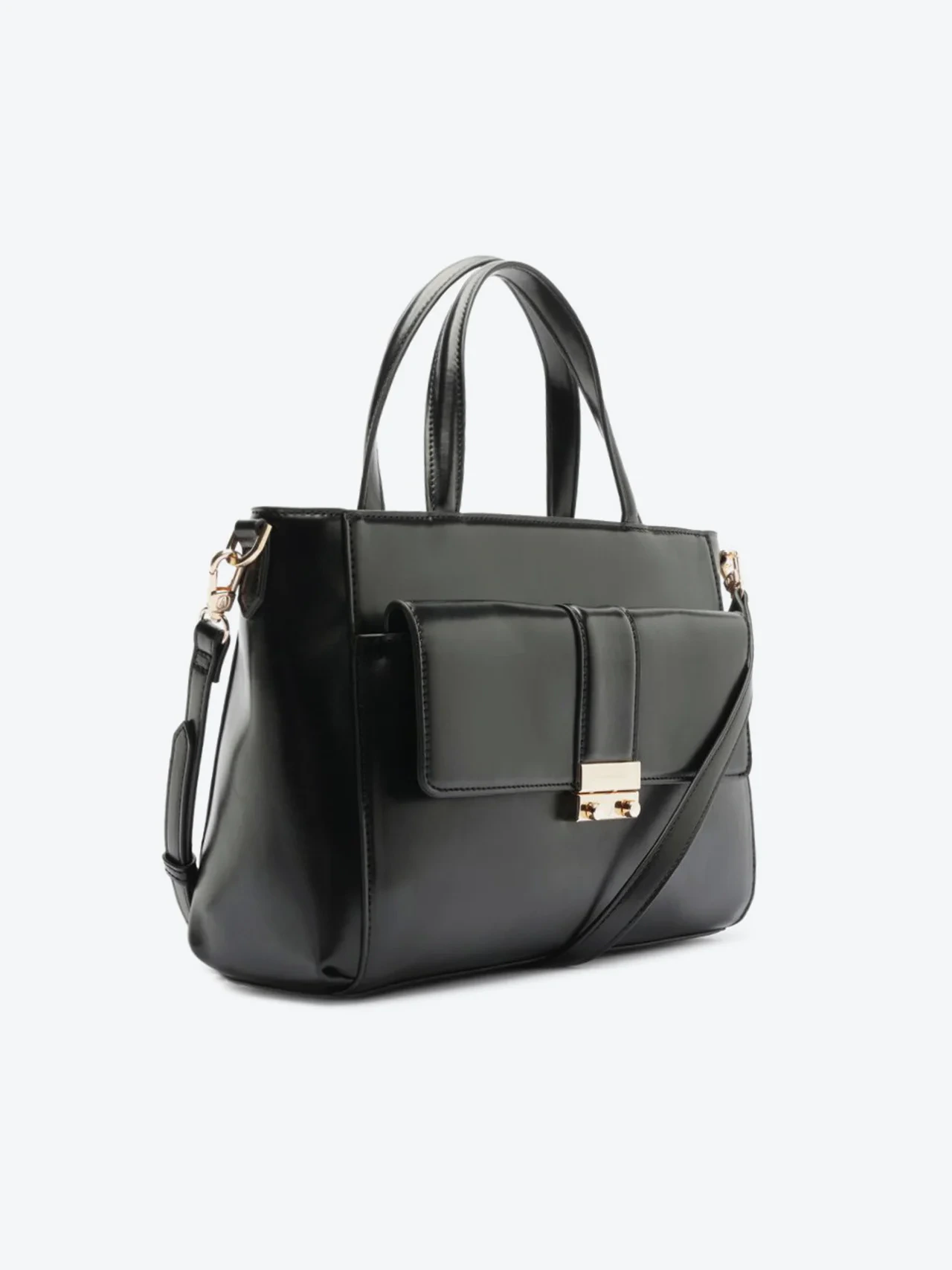 Bolsa Tote Bolso Fechamento Metal Preta
