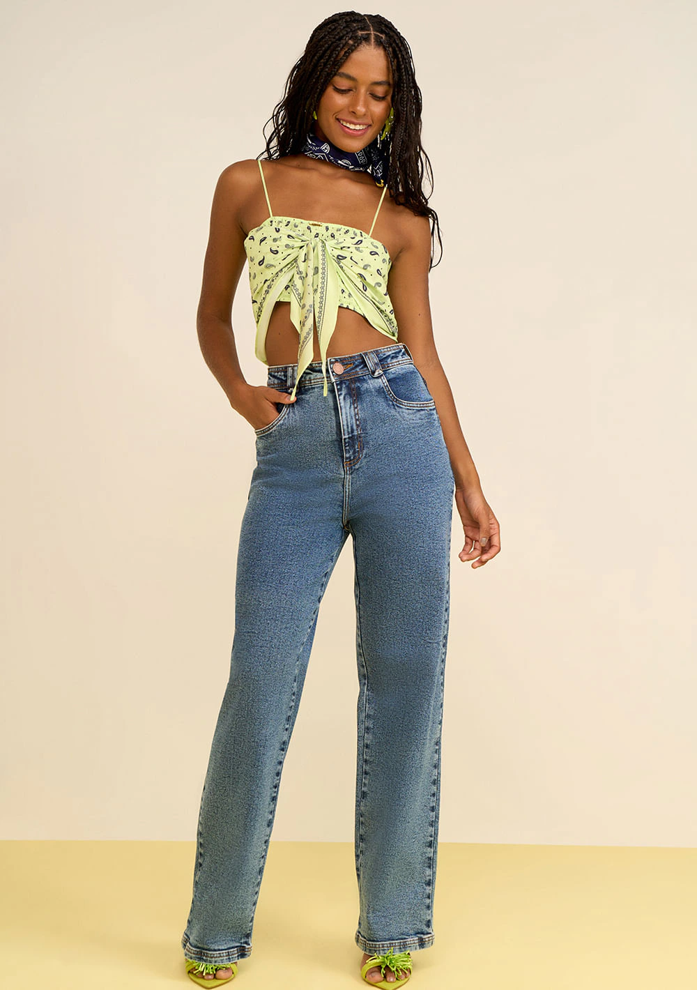 Calça Zinco Wide Alta Azul