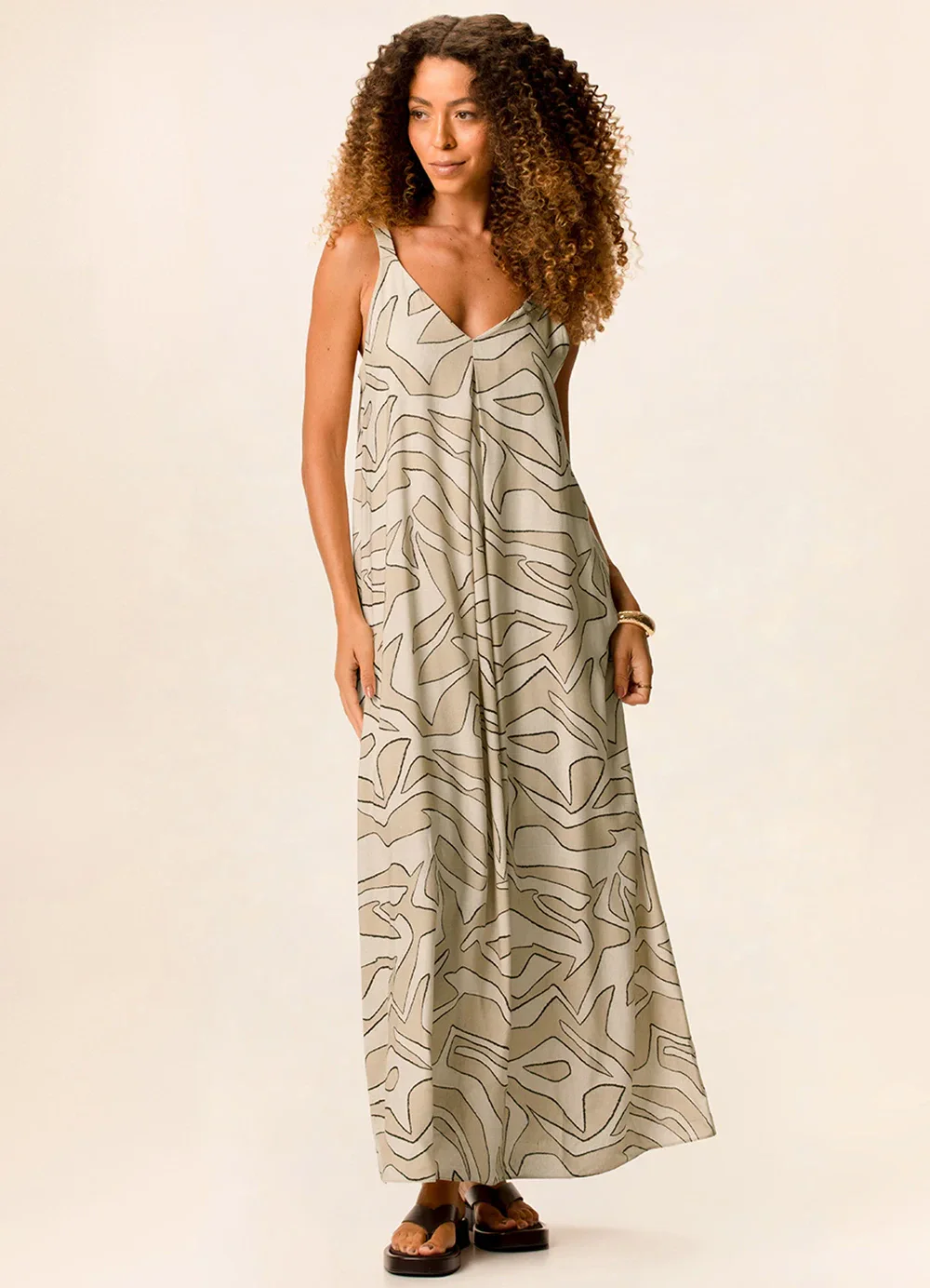 Malwee - Vestido Evasê Orgânico Areia
