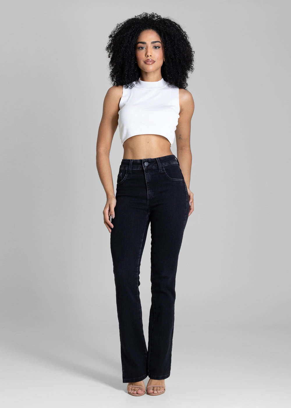 Calça Jeans Sawary Reta Fenda - 283808 PRETO