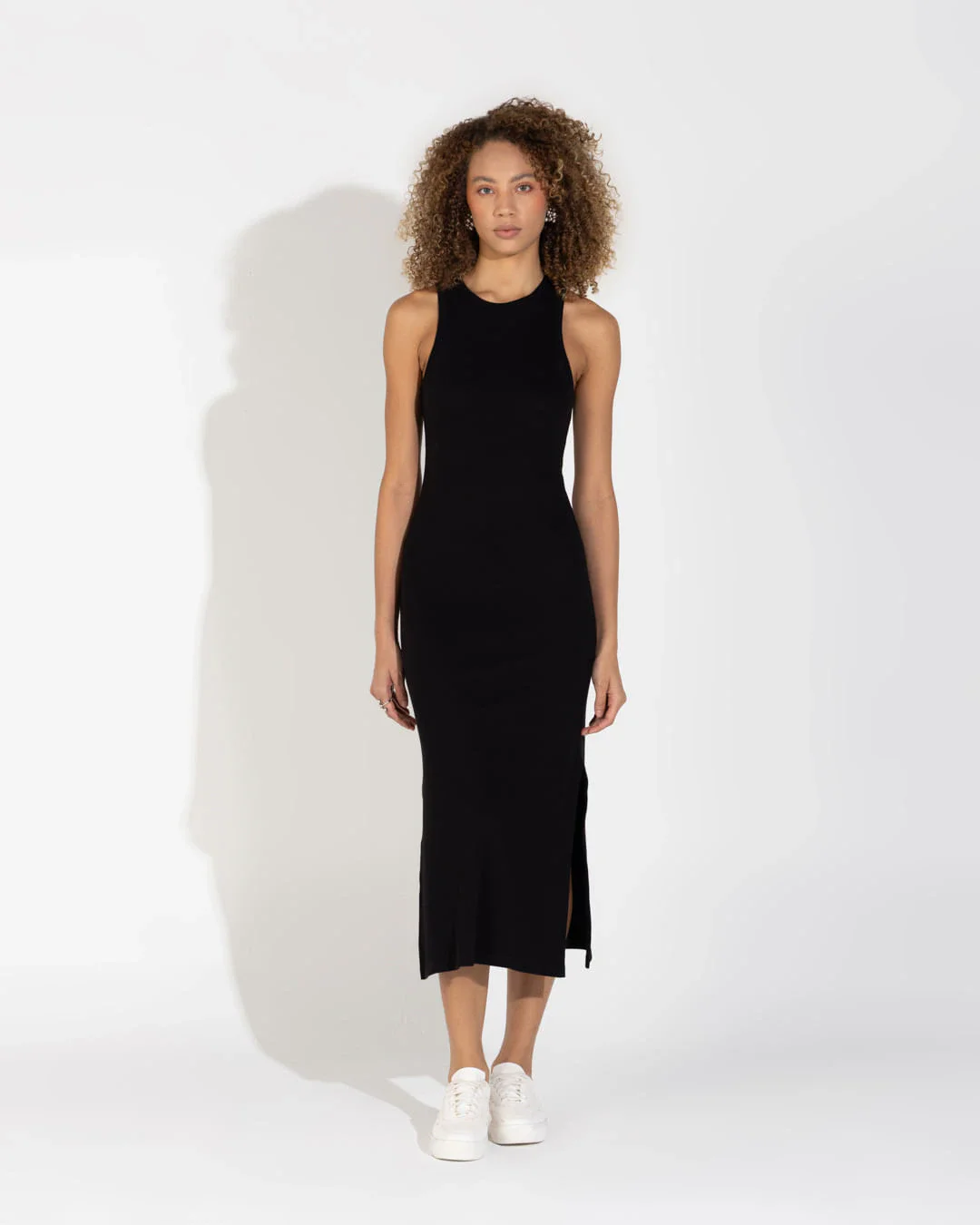 Vestido Midi Canelado Algodão