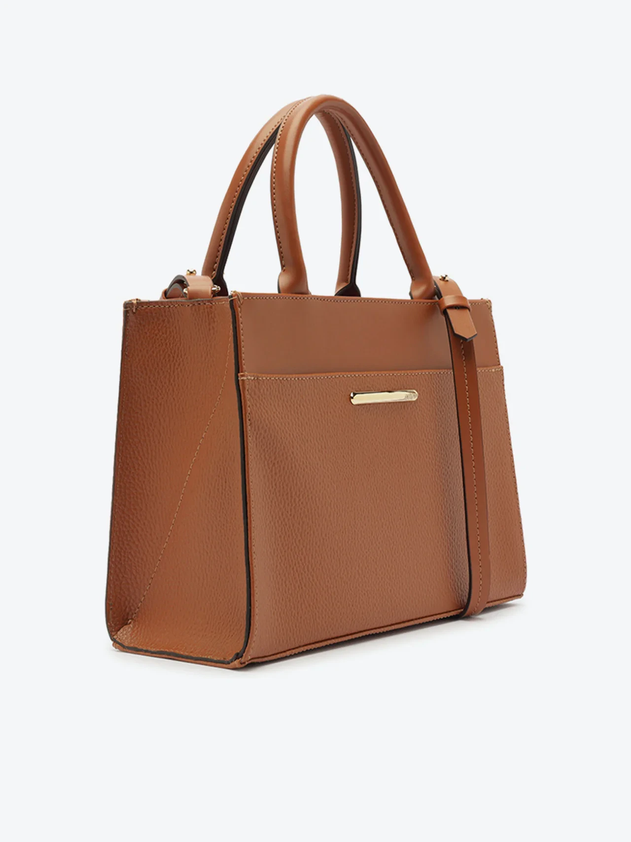 Bolsa Tote Média Metal Marrom