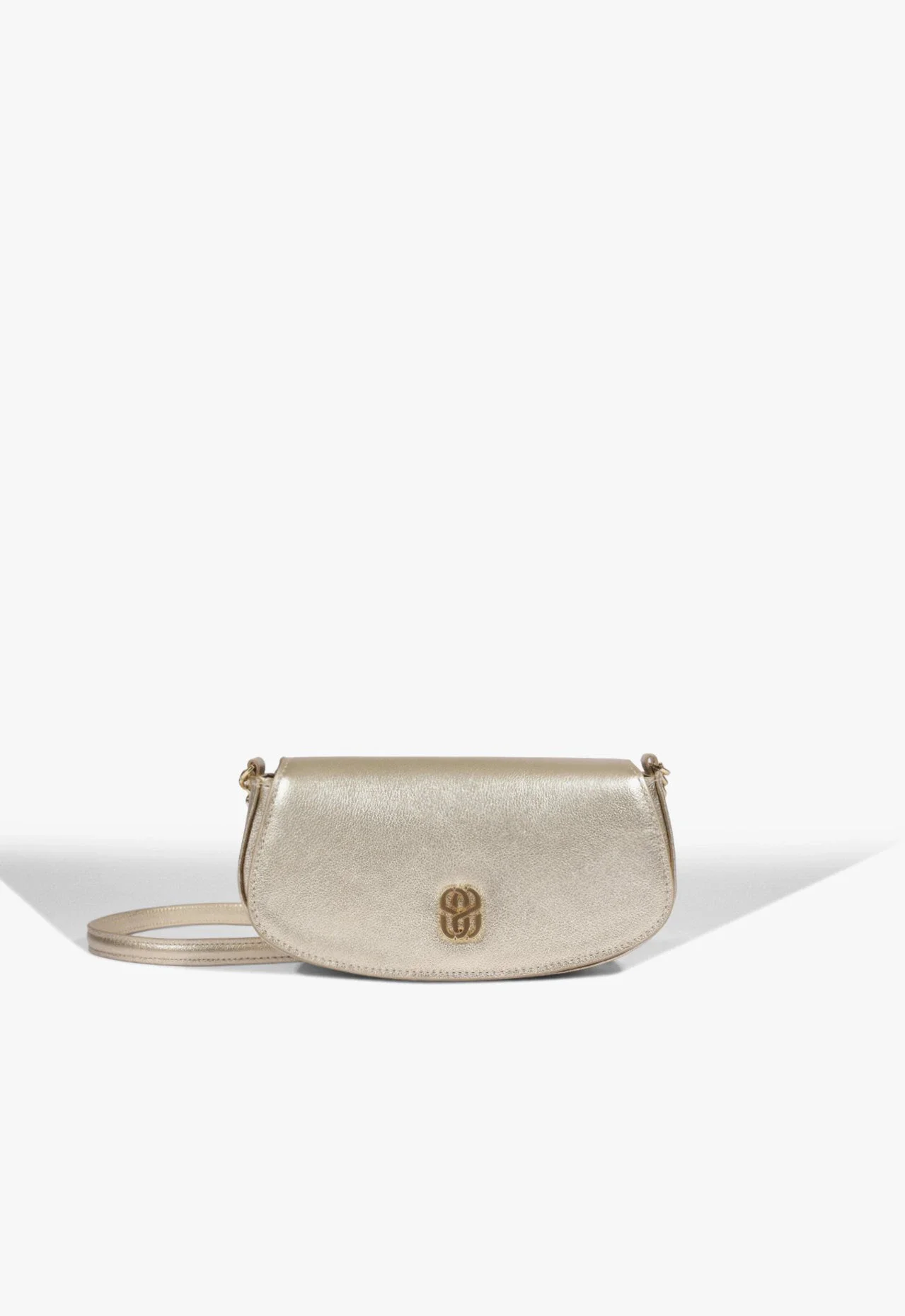 Bolsa Tiracolo Bella Pequena Couro Dourada