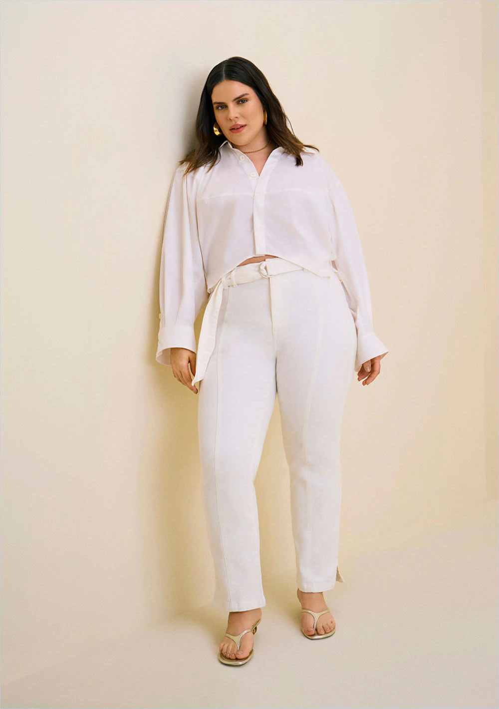 Calça Morena Rosa Reta Alta Off White