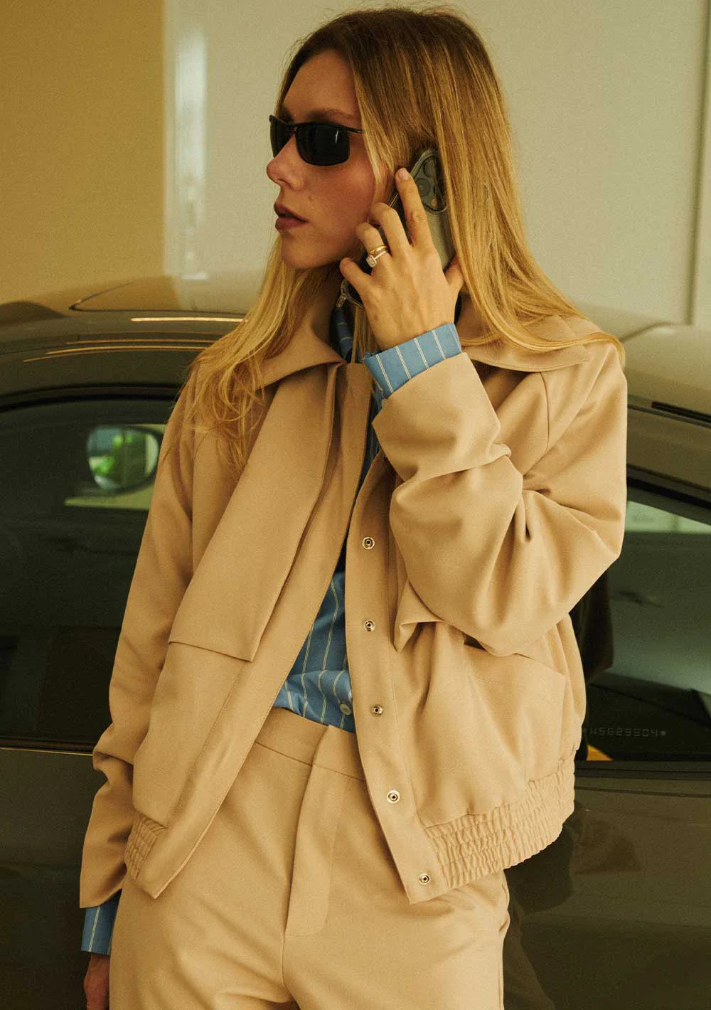 Jaqueta Oversized Lines Bege