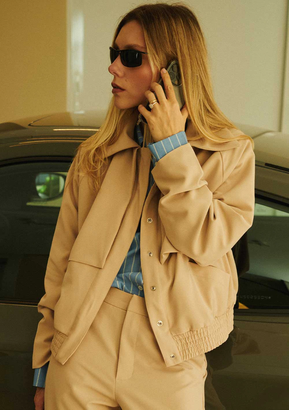 Jaqueta Oversized Lines Bege