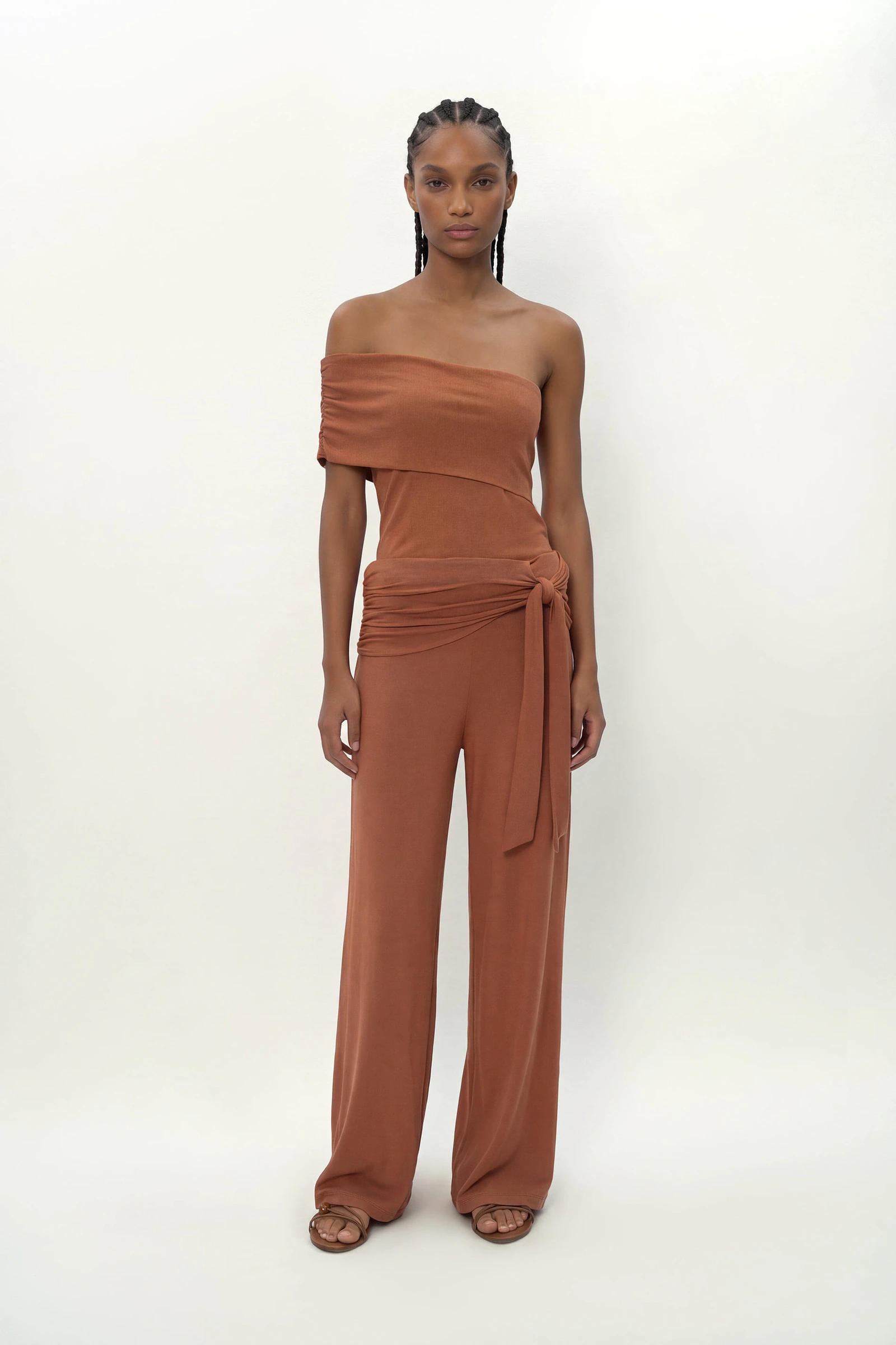Calça Pantalona Detalhe Cos