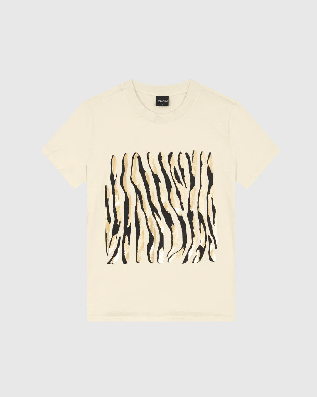 T-Shirt Feminina Slim Estampa Foil Animal Print Em Algodão - ENFIM